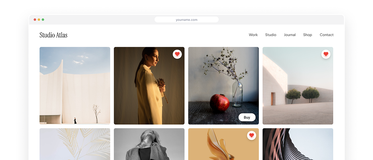 Pixpa Créateur de site web portfolio — aperçu de l'éditeur de bureau