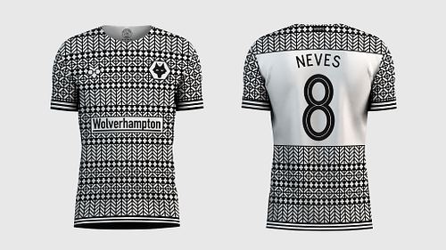 Front and back views of Wolves third shirt concept displayed side by side.