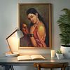 Woman with a Fruit – A Timeless Portrait of Grace and Contemplation by Raja Ravi Verma
