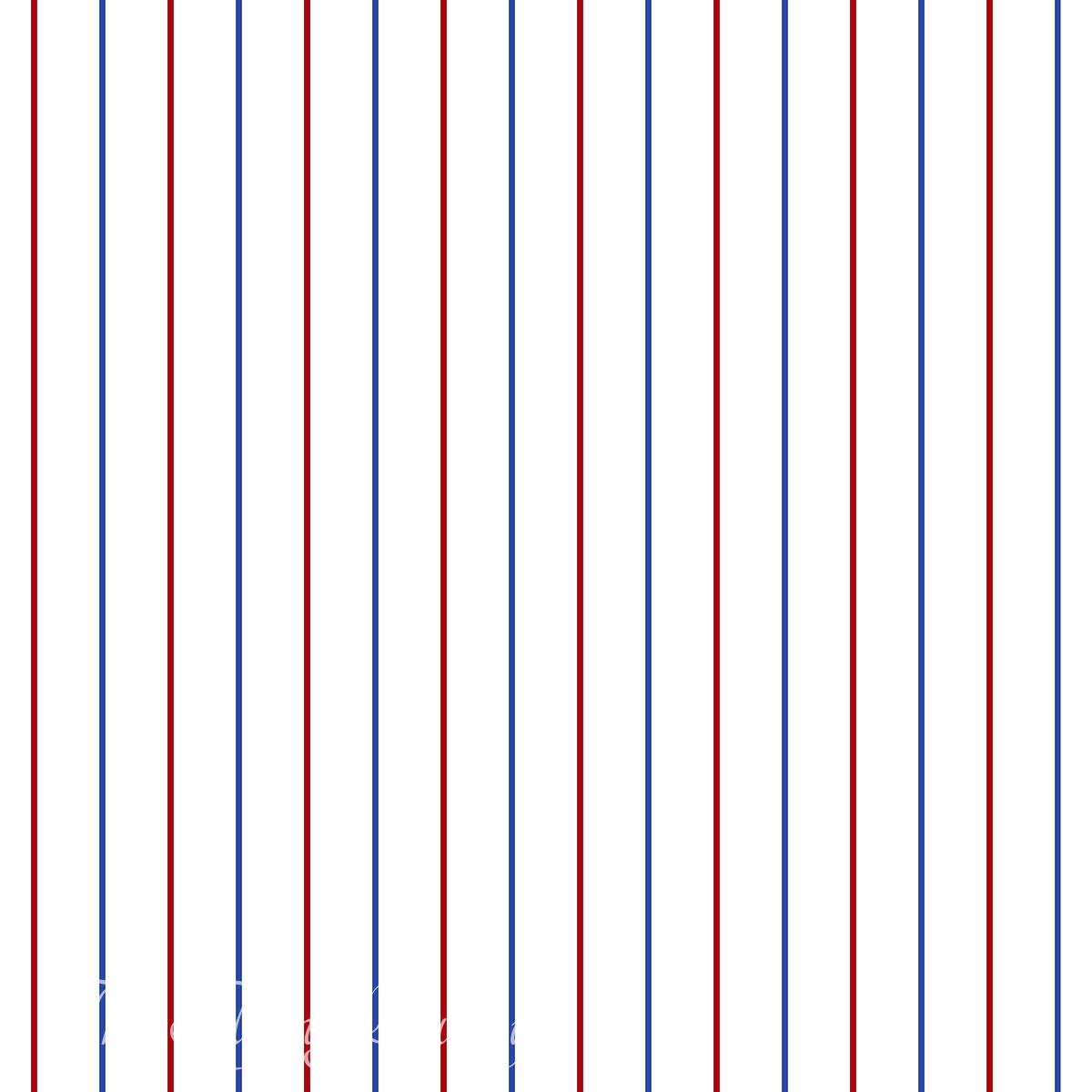 Thin red, blue, and white vertical pinstripes repeat evenly in a classic sports-inspired stripe pattern.