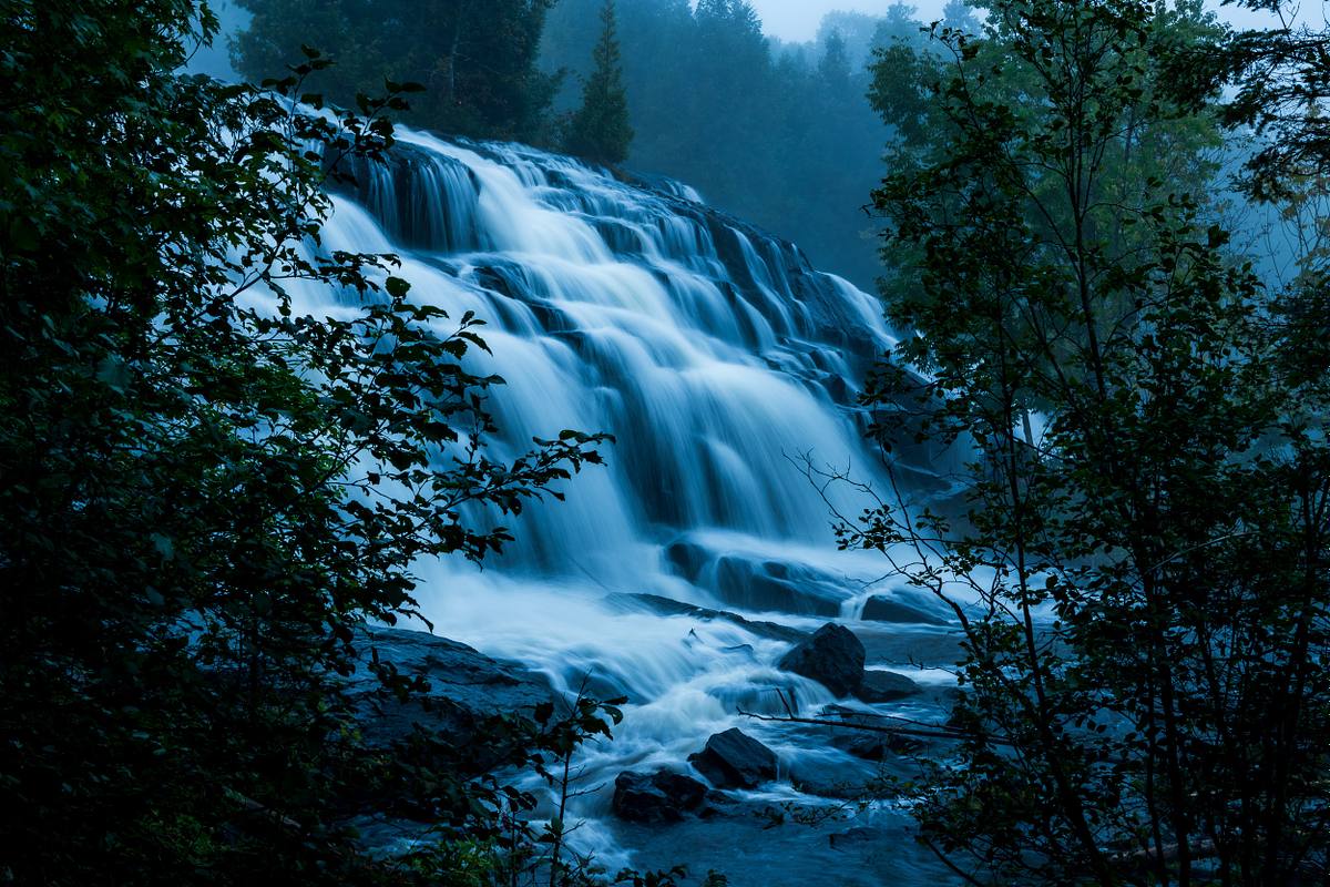 Bond Falls in morning fog &ndash; Upper Peninsula, Michagan