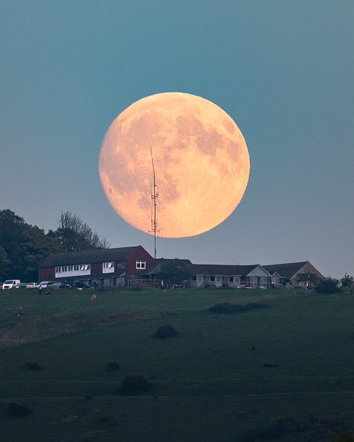 Harvest Moon over Devils Dyke Pub