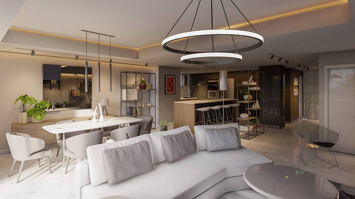 interior apartamento remodelado espacio abierto cocina sala comedor Caracas