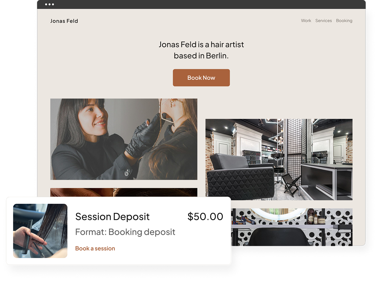 A cosmetology portfolio with a store and one-page layout