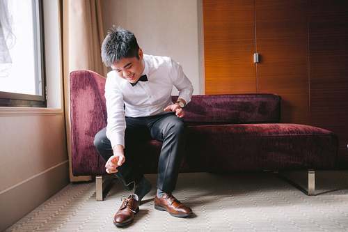 Groom Getting Ready