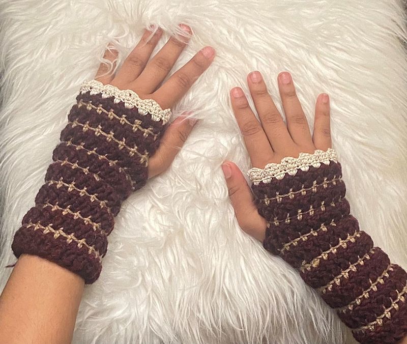 ⋆Dainty striped gloves - Crochet PDF pattern⋆