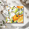 Orange Fruit and Flowers | Floral Art Card | Watercolour Original Illustration | with Envelope