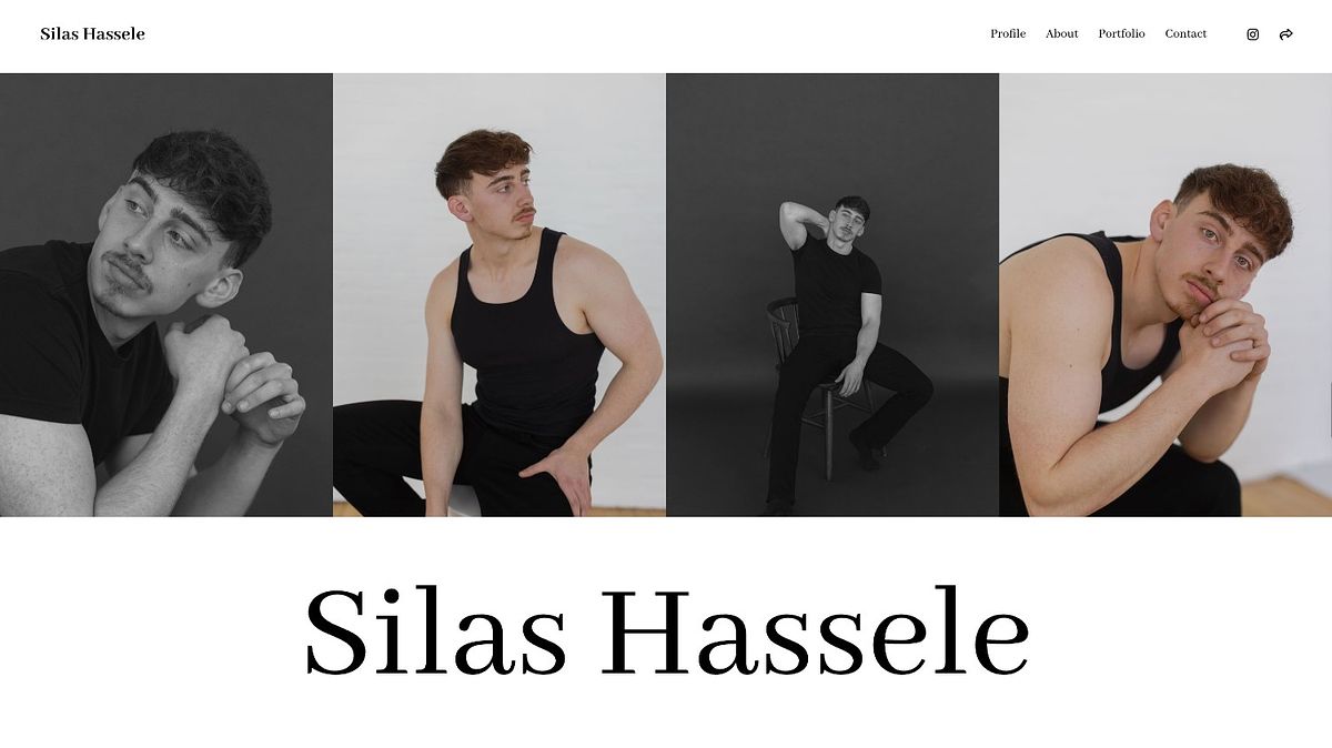 Silas Hassele male model portfolio website homepage