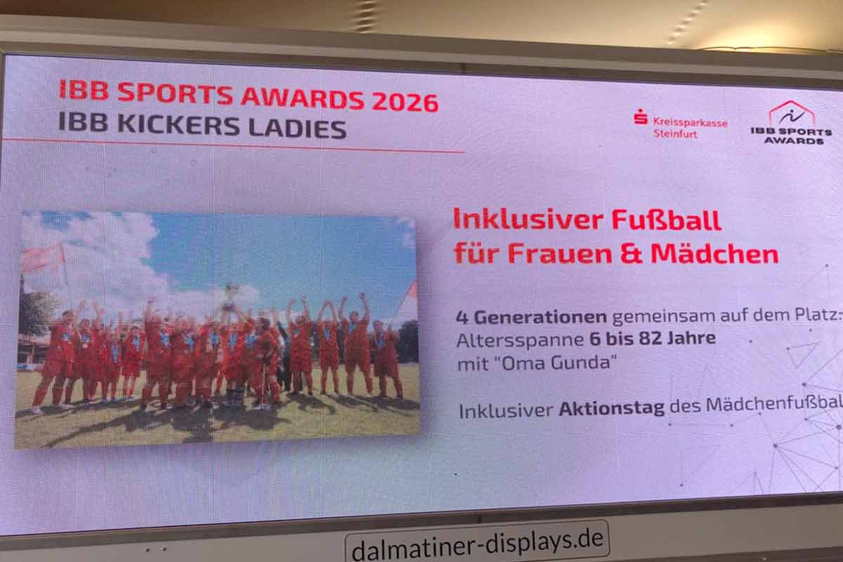 Auf dem Display erscheint die Information unserer Bewerbung