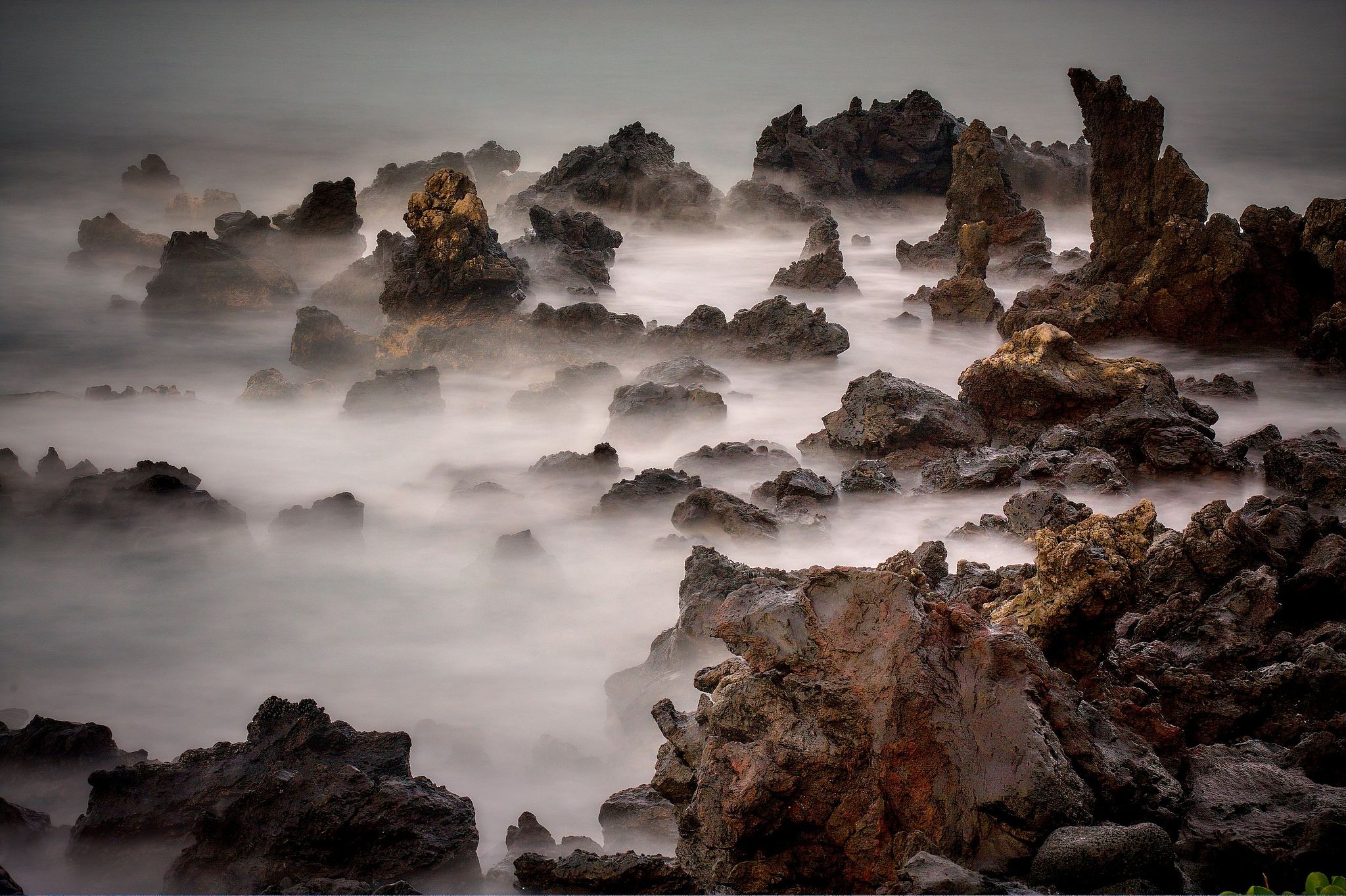 Lava Stacks in Early Morning Surf - Waikoloa, Hawaii