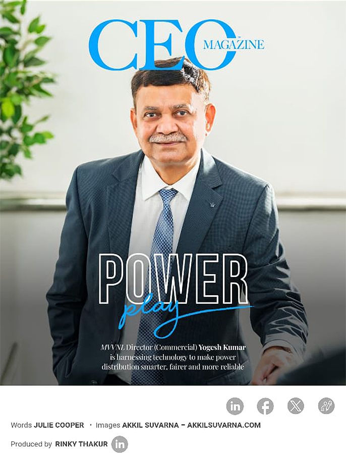 Portrait of Mr. Yogesh Kumar - Director (Commercial) Rtd. Madhyanchal Vidyut Vitaran Nigam Limited for CEO Magazine by photographer Akkil Suvarna