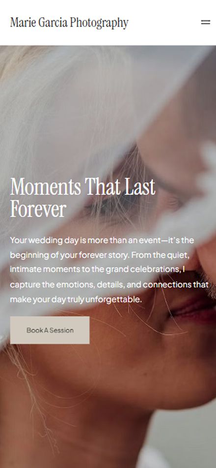 Photographer portfolio website template