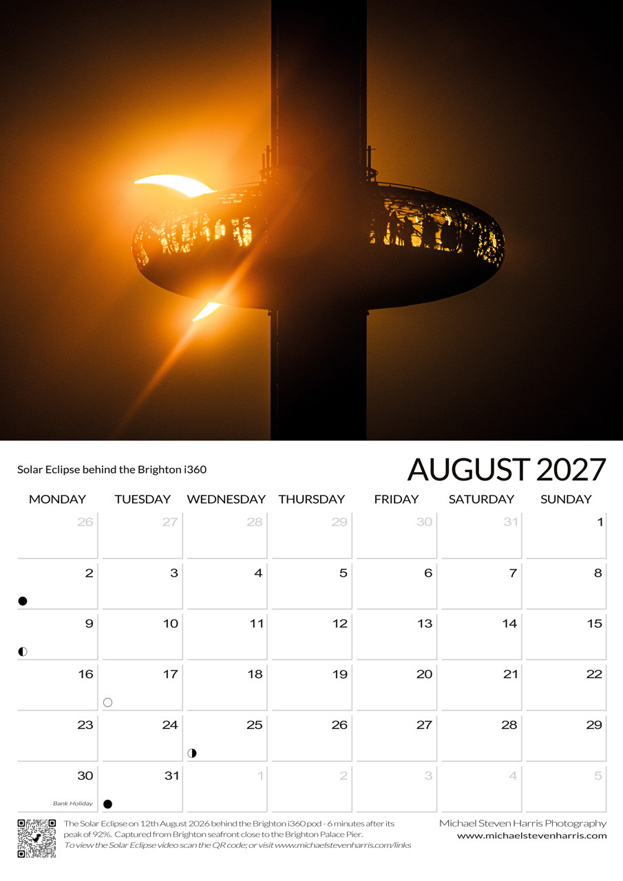 Brighton Calendar 2027 August