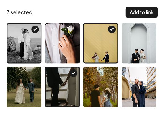 Selecting images to add to a Gallery Link