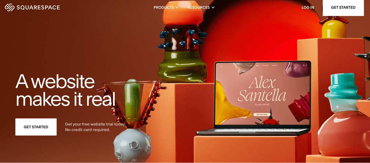 Screenshot of Squarespace's home page