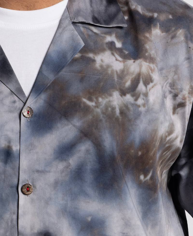 Cuban Collar Shirt - Charcoal Sky