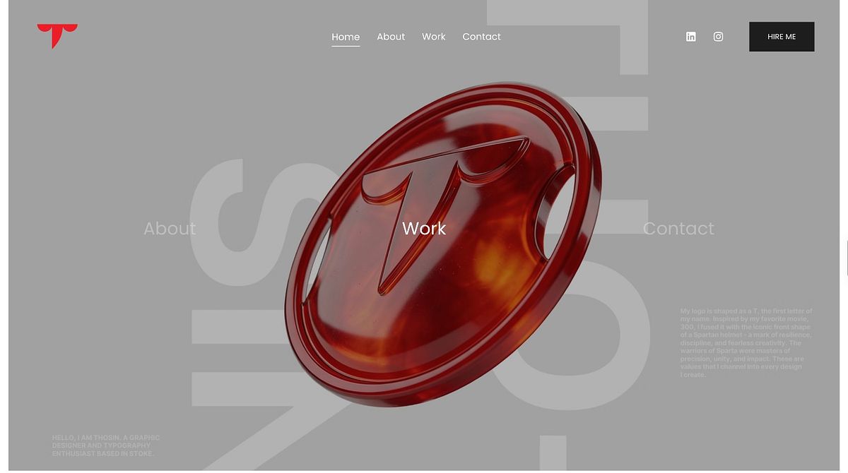 Projekt strony internetowej portfolio Thosin