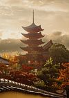 La pagode de Miyajima au couchant