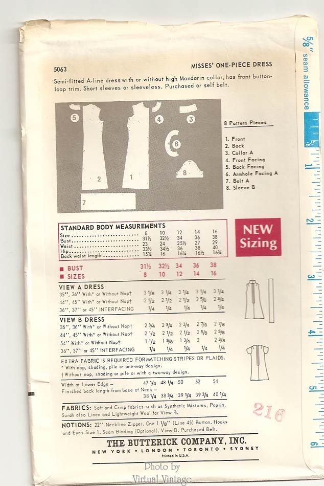 1960s Easy Dress Pattern, Butterick 5063 | Virtual Vintage