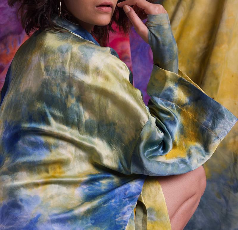Linen Satin Kimono Jacket - Golden Hour