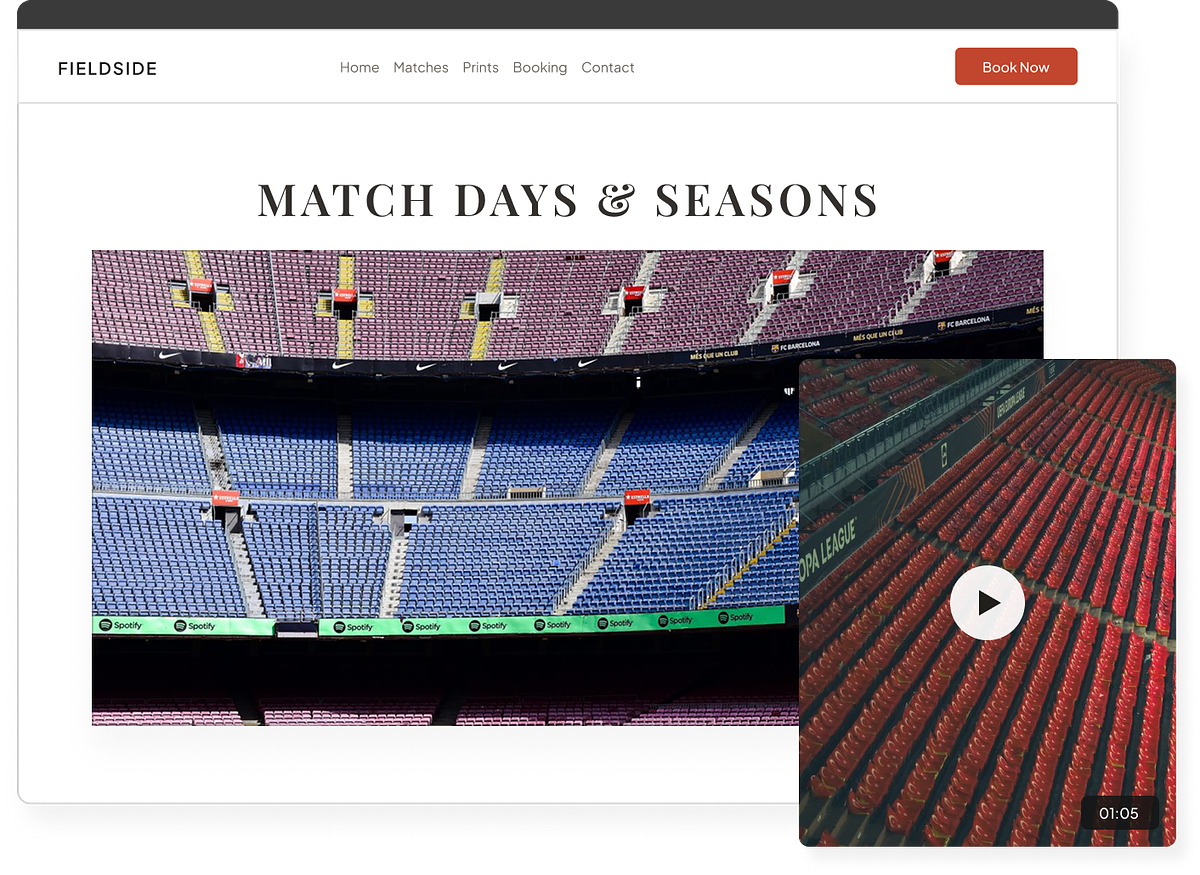 Sports photography portfolio layouts and examples