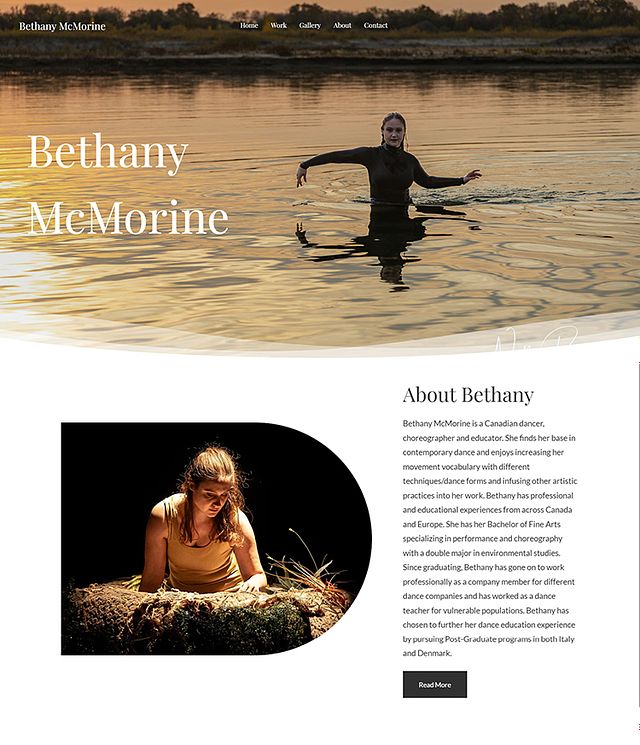 Bethany Mcmorine portfolio website built on the Wallflower template