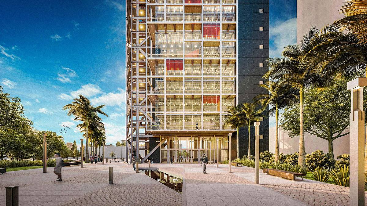 render exterior torre pdvsa arquitectura industrial