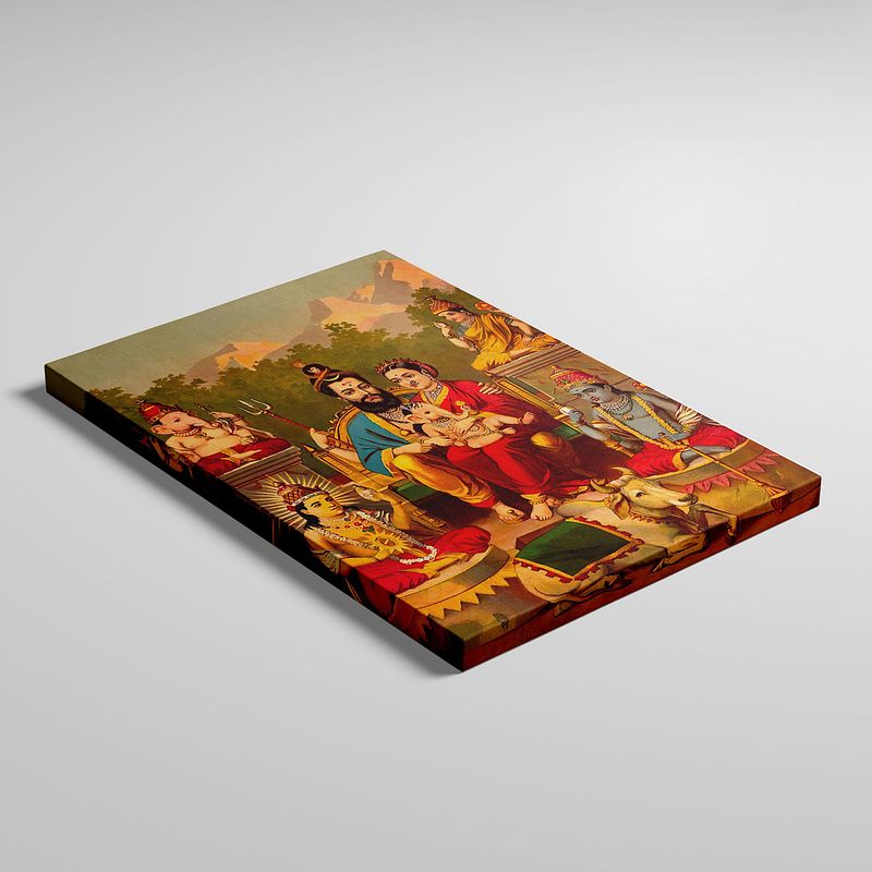 Mahadev Parvati – A Divine Family Portrait by Raja Ravi Varma