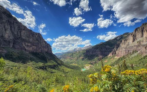 Mountains, ridge, hike, adventure, nature, landscape, Rocky Mountains, Colorado, summer, spring, flowers, sky, clouds, sun, cliffs, canyon, shadows