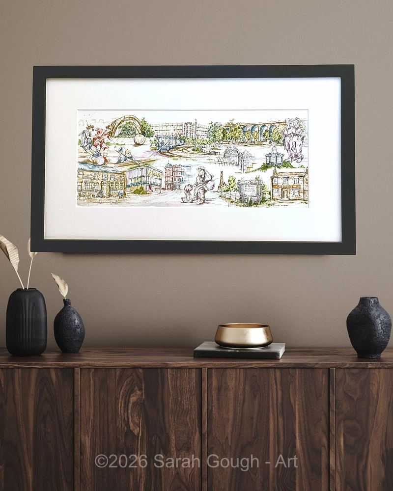 Sheffield Cityscape | Landmarks | Fine Art Book-Mounted Print | Historic Yorkshire Art