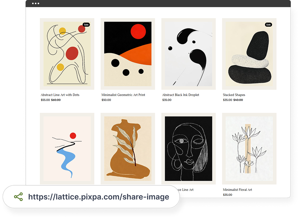 Client gallery of illustration roughs shared from a Pixpa site