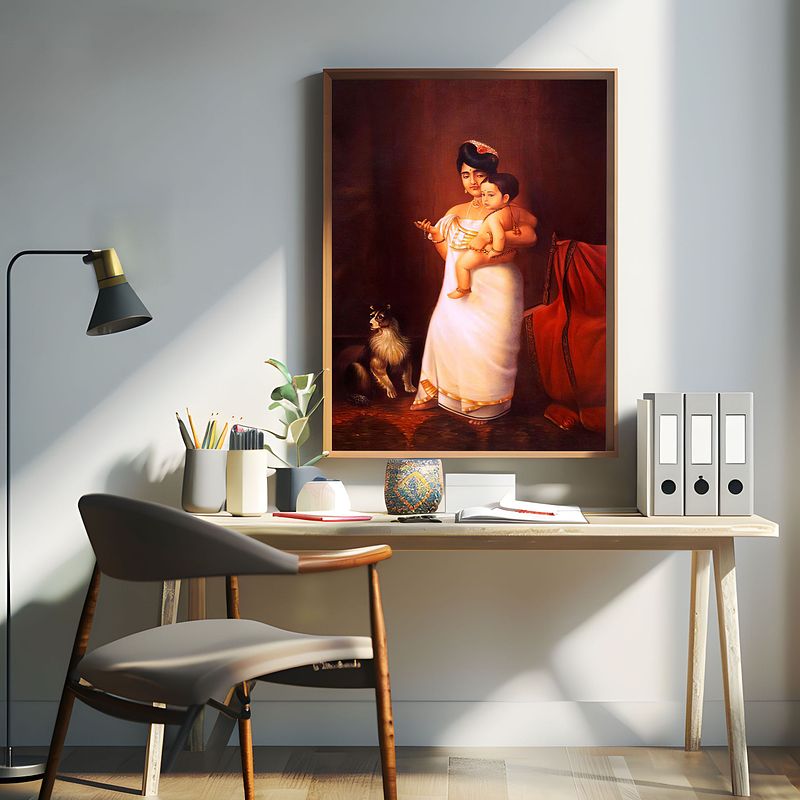 A Timeless Portrait of Motherly Love and Tradition by Raja Ravi Verma