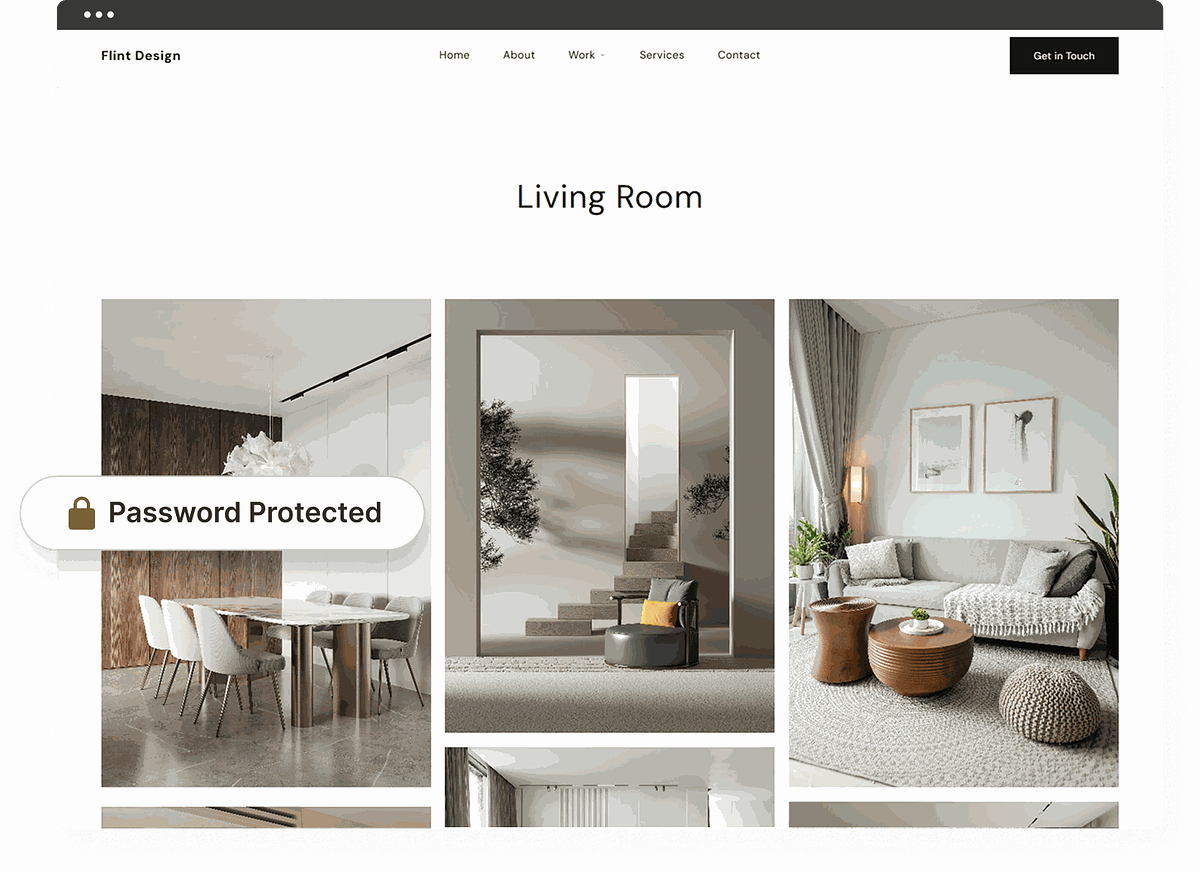 Password-protected page holding unbuilt schemes on an architecture portfolio website