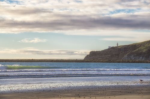 Seascapes, ocean, waves, shores, sand, rocks, surf, clouds, sky, travel, nature, landscape, seaside, beach, Lighthouse, Dunedin, Otago, South Island, New Zealand, albatross, jetty, point