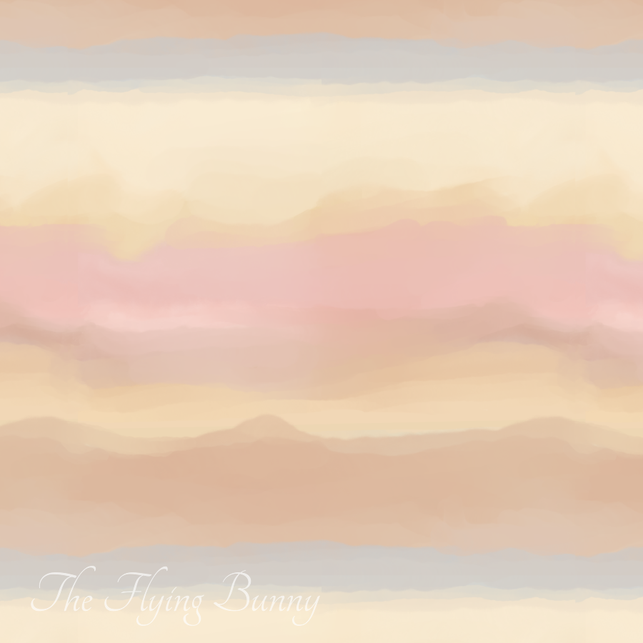 Abstract layered pastel pattern with softly blended bands of blush pink, sandy beige, cream, and muted blue resembling a hazy coastal sunrise.