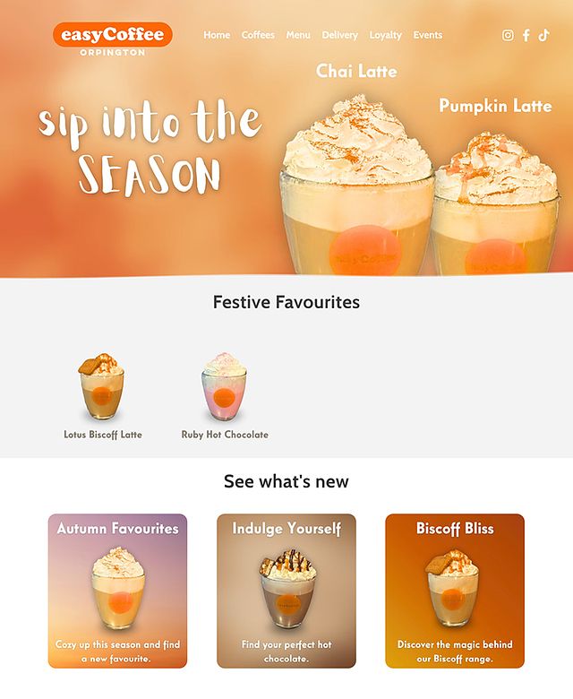 Easy Coffee business website built on the Nirvana template