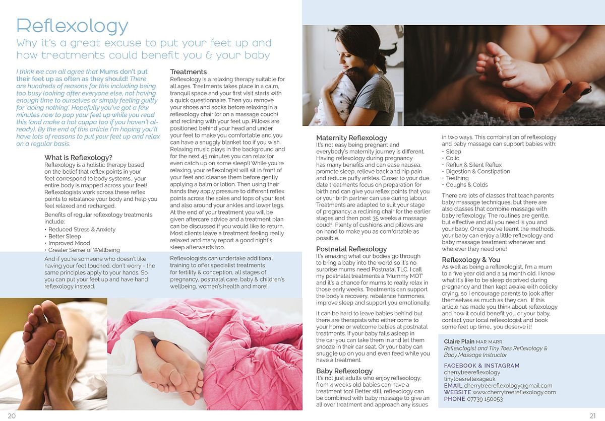 magazine spread featuring advice for mothers and babies
