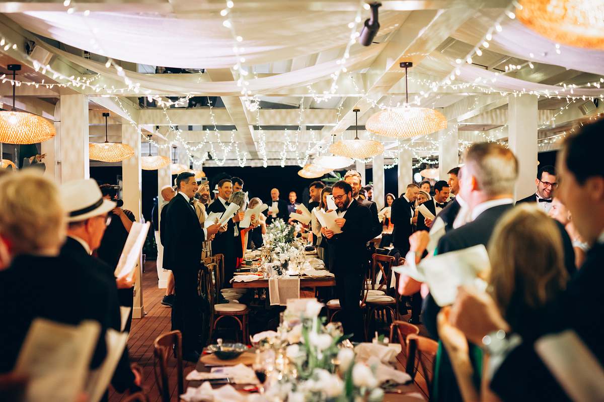 Wedding guests singing together during the D-Resort Göcek reception