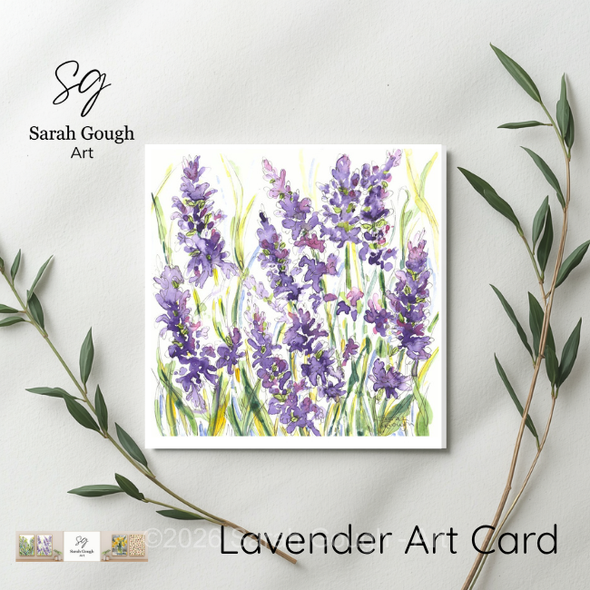 Lavender | Floral Art Card | Watercolour Original Illustration | with Envelope | Wildflowers