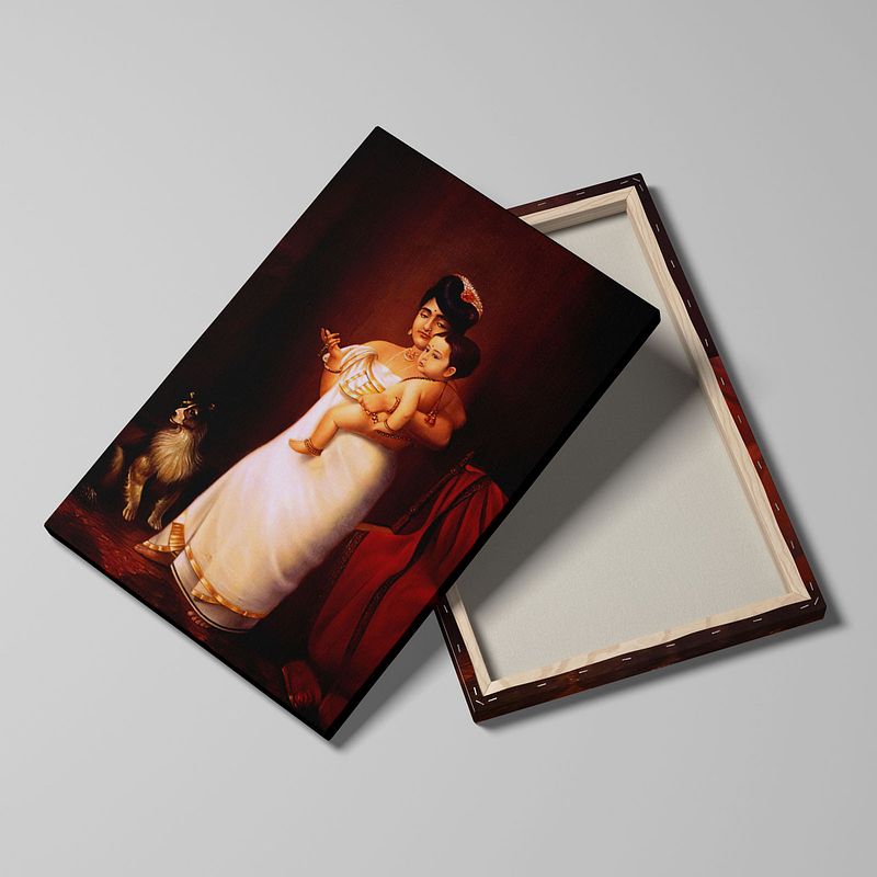 A Timeless Portrait of Motherly Love and Tradition by Raja Ravi Verma