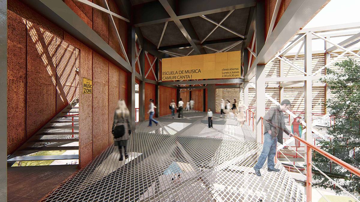 render interior escuela musica espacios culturales abiertos