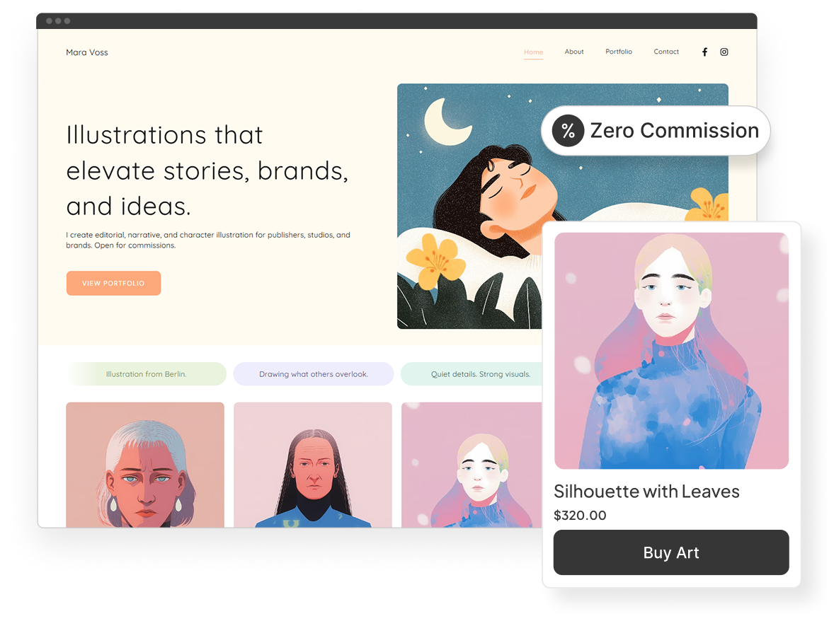 Pixpa online store and blog with zero commission