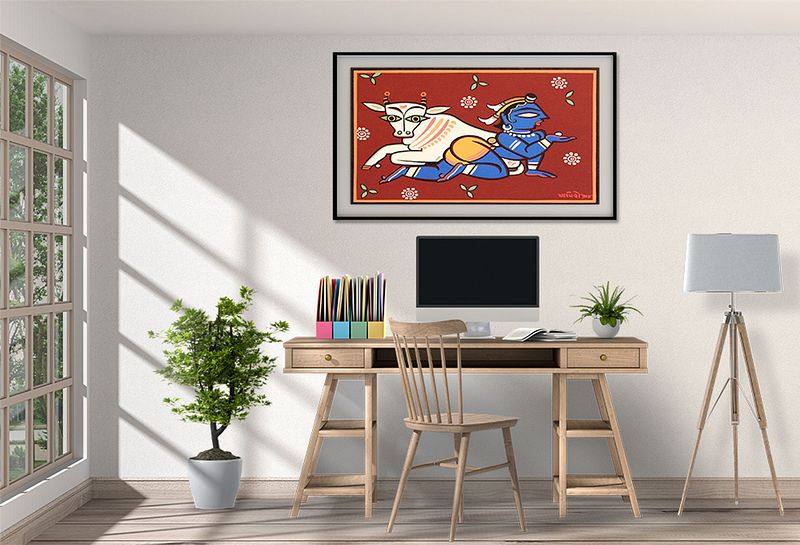 Krishna the Cowherd – A Folk Tribute by Jamini Roy