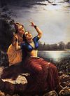 Radha and Madhav (Krishna) – A Moonlit Devotion by Raja Ravi Verma