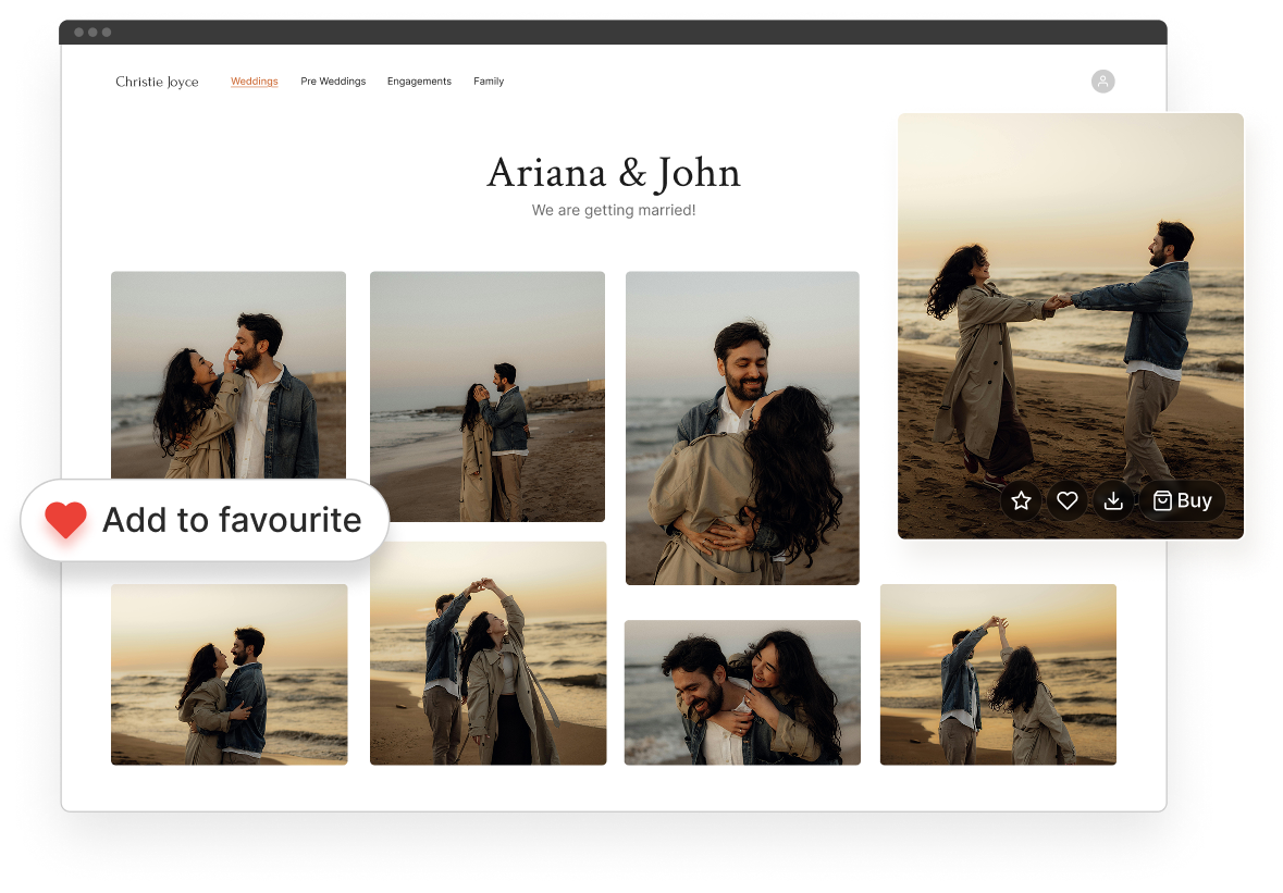 Pixpa client gallery &mdash; proofing, favouriting and print sales