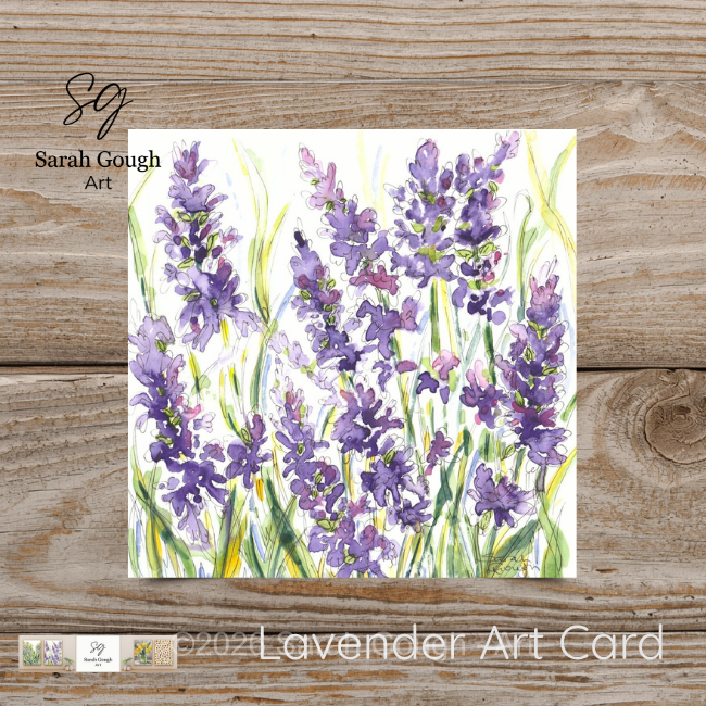 Lavender | Floral Art Card | Watercolour Original Illustration | with Envelope | Wildflowers
