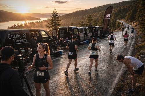 Transition area at dawn, New Balance Reach The Beach relay