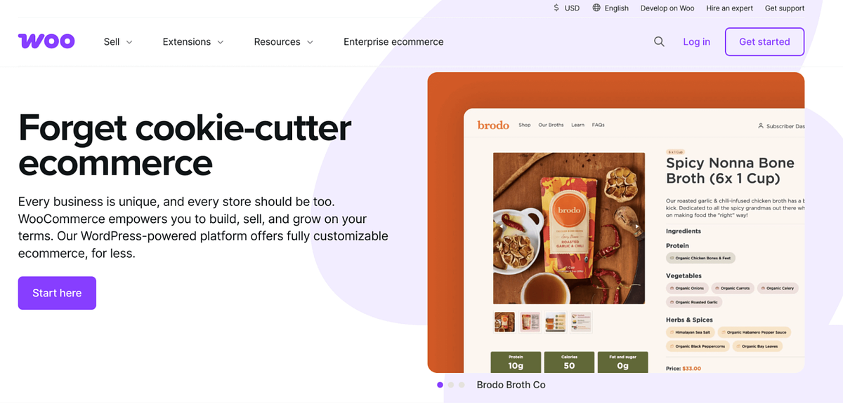 Screenshot of WooCommerce homepage
