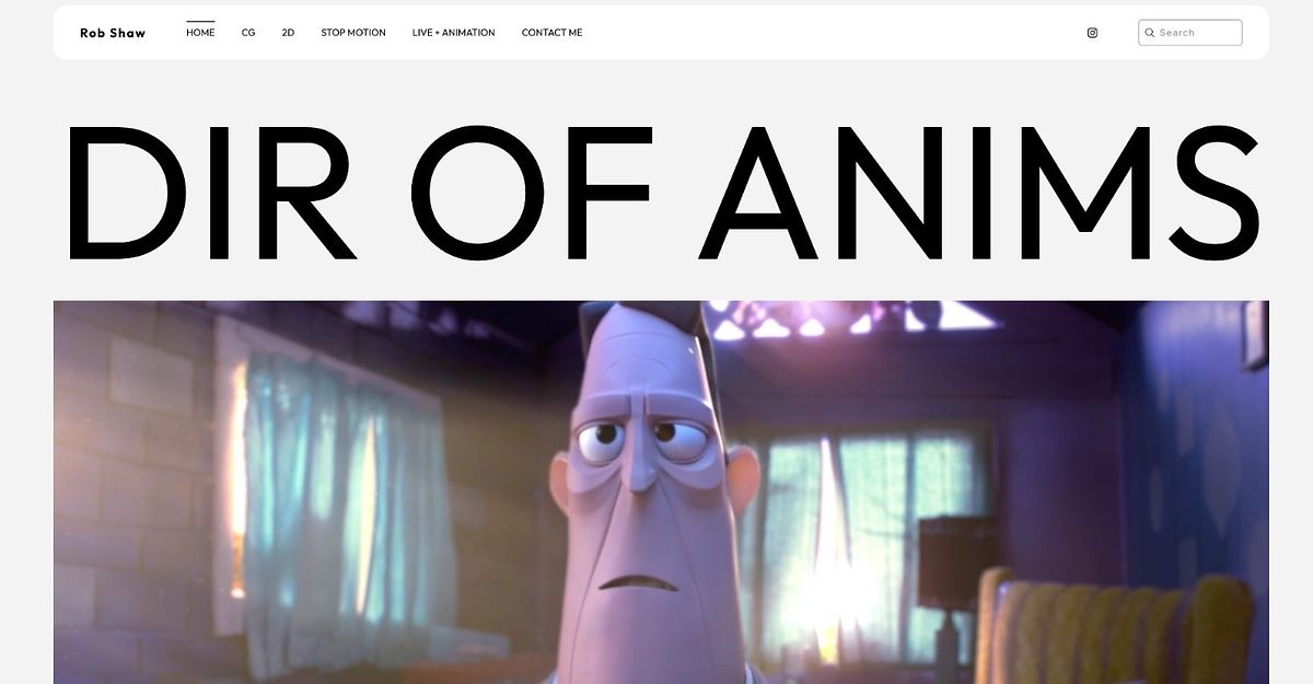 Rob Shaw Films directing and animation portfolio website homepage