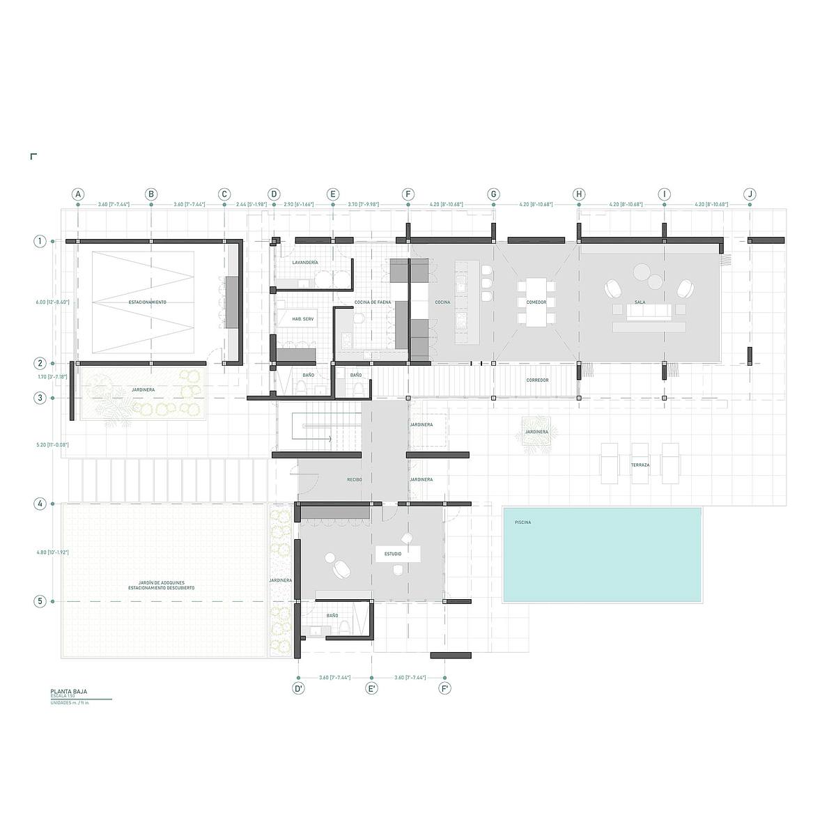planta arquitectura casa lujo patio interior Puerto Rico vivienda moderna